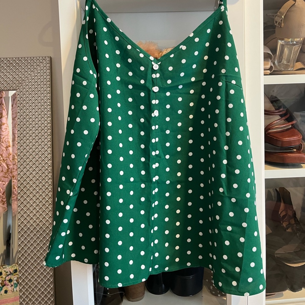 Polka dotted spaghetti strap tank top